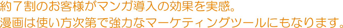 約７割のお客様がマンガ導入の効果を実感。